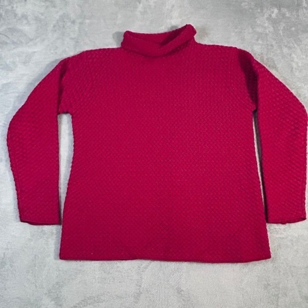 Eileen Fisher Red Textured Turtleneck‎ Merino Wool Sweater Size S